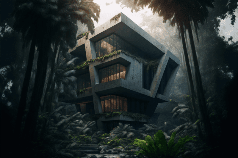 brutalist jungle house prompt